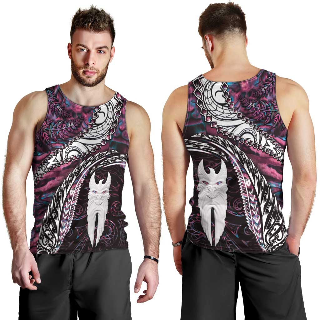 New Zealand Aotearoa Men Tank Top Maori Hei Rehua Paua Shell Glitter Pink LT05 - Polynesian Pride