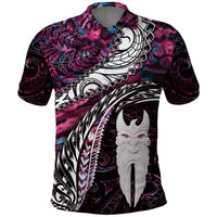 New Zealand Aotearoa Polo Shirt Maori Hei Rehua Paua Shell Glitter Pink LT05 Pink - Polynesian Pride