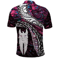 New Zealand Aotearoa Polo Shirt Maori Hei Rehua Paua Shell Glitter Pink LT05 - Polynesian Pride