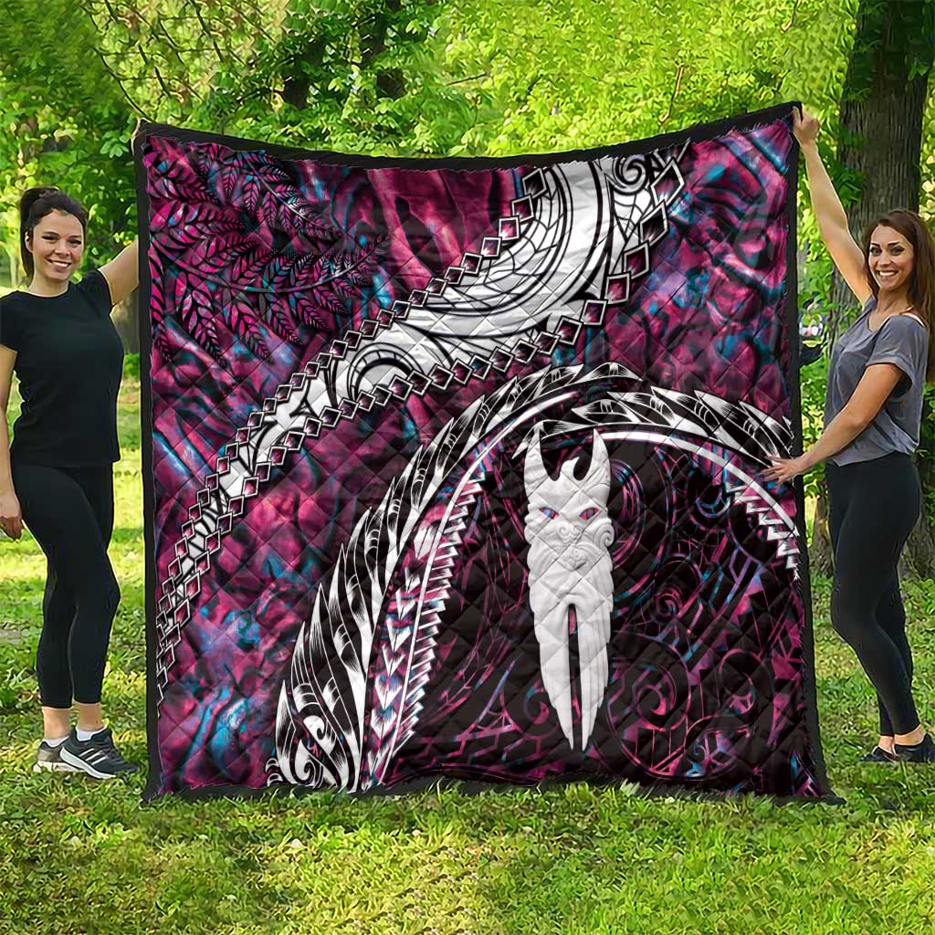 New Zealand Aotearoa Quilt Maori Hei Rehua Paua Shell Glitter Pink LT05 - Polynesian Pride