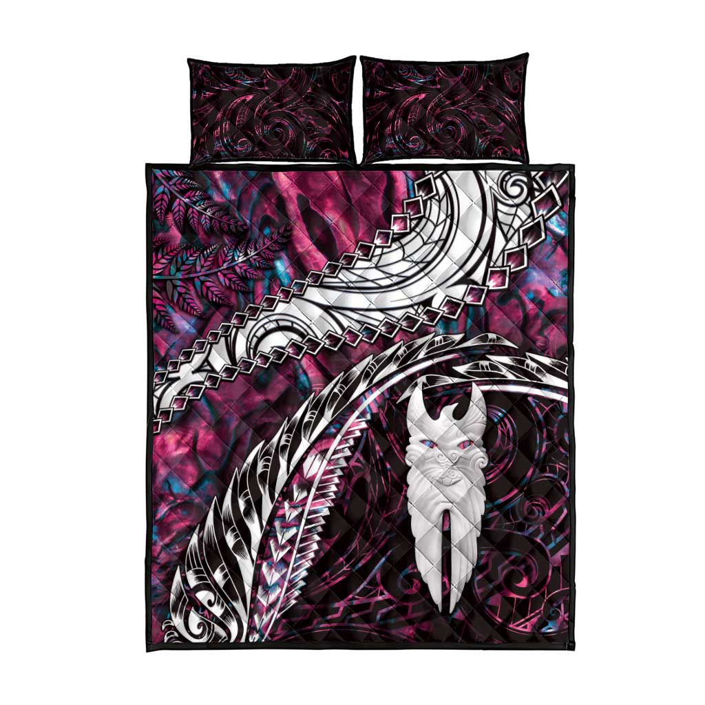 New Zealand Aotearoa Quilt Bed Set Maori Hei Rehua Paua Shell Glitter Pink LT05 - Polynesian Pride