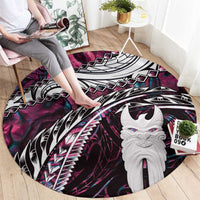 New Zealand Aotearoa Round Carpet Maori Hei Rehua Paua Shell Glitter Pink LT05 - Polynesian Pride