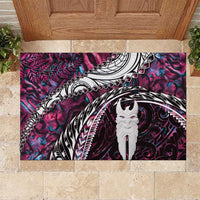 New Zealand Aotearoa Rubber Doormat Maori Hei Rehua Paua Shell Glitter Pink LT05 Pink - Polynesian Pride