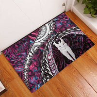 New Zealand Aotearoa Rubber Doormat Maori Hei Rehua Paua Shell Glitter Pink LT05 - Polynesian Pride