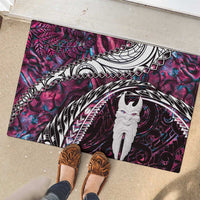 New Zealand Aotearoa Rubber Doormat Maori Hei Rehua Paua Shell Glitter Pink LT05 - Polynesian Pride