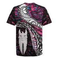 New Zealand Aotearoa Rugby Jersey Maori Hei Rehua Paua Shell Glitter Pink LT05 - Polynesian Pride