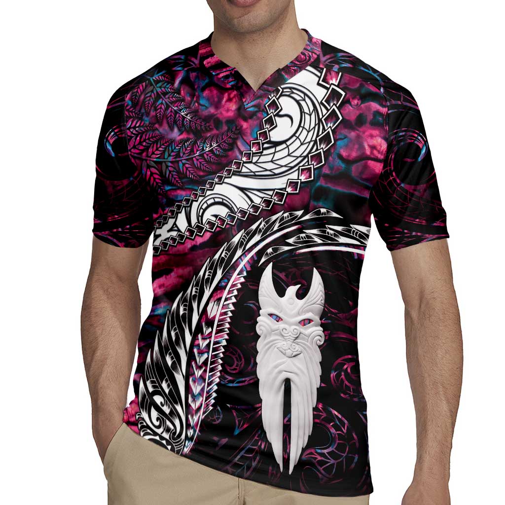 New Zealand Aotearoa Rugby Jersey Maori Hei Rehua Paua Shell Glitter Pink LT05 - Polynesian Pride