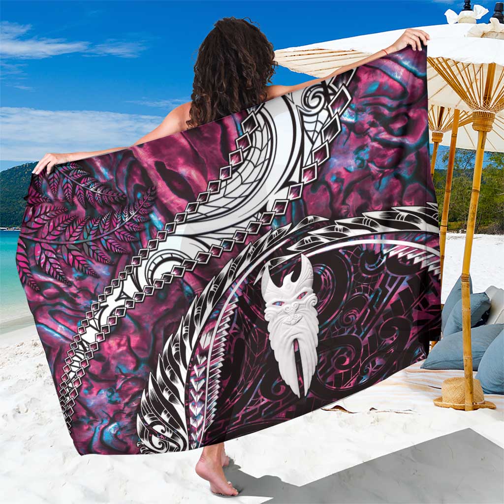 New Zealand Aotearoa Sarong Maori Hei Rehua Paua Shell Glitter Pink LT05 One Size 44 x 66 inches Pink - Polynesian Pride