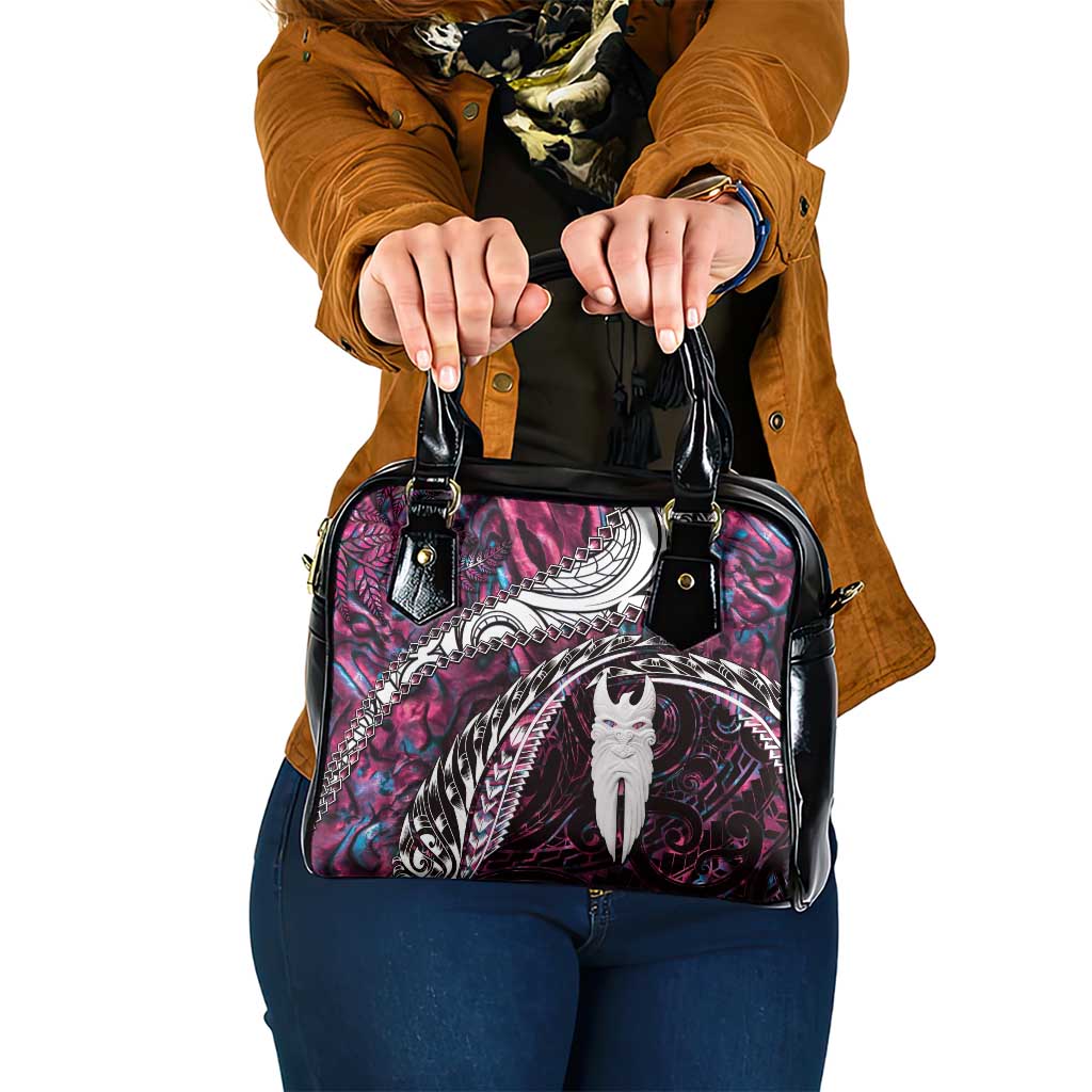 New Zealand Aotearoa Shoulder Handbag Maori Hei Rehua Paua Shell Glitter Pink LT05 One Size Pink - Polynesian Pride