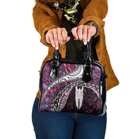 New Zealand Aotearoa Shoulder Handbag Maori Hei Rehua Paua Shell Glitter Pink LT05 One Size Pink - Polynesian Pride