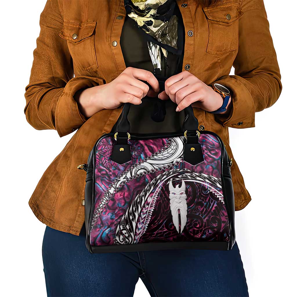 New Zealand Aotearoa Shoulder Handbag Maori Hei Rehua Paua Shell Glitter Pink LT05 - Polynesian Pride