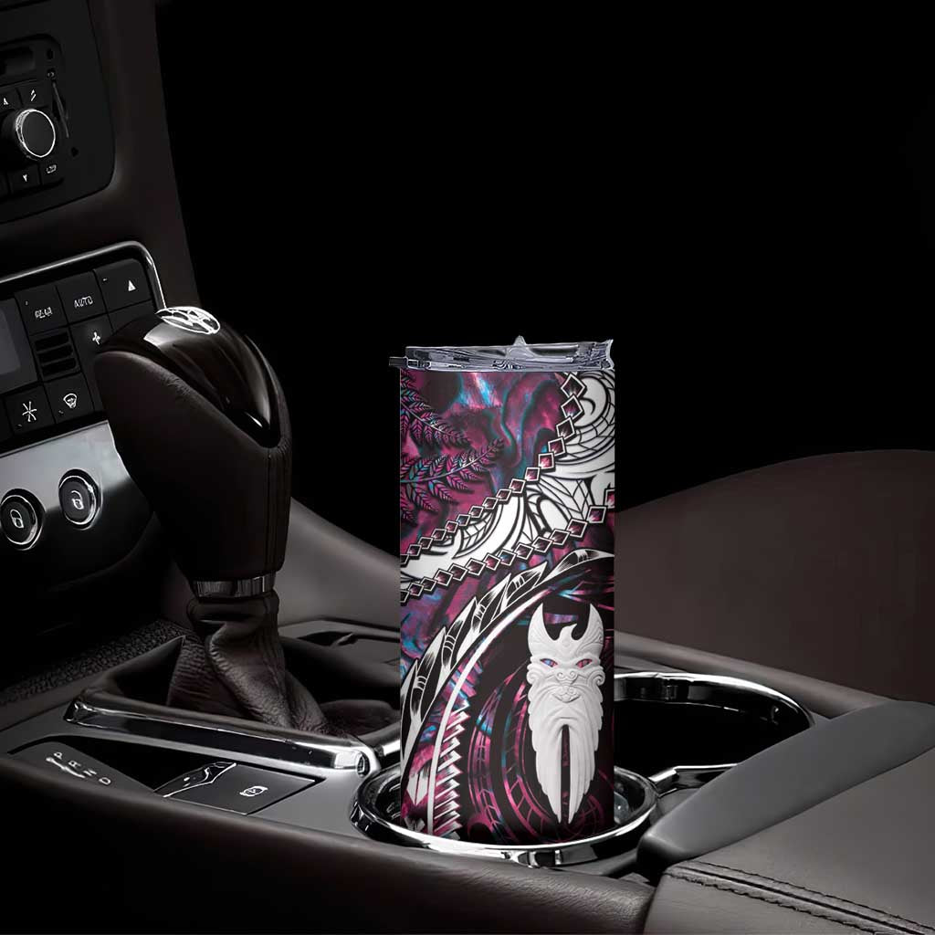New Zealand Aotearoa Skinny Tumbler Maori Hei Rehua Paua Shell Glitter Pink LT05 - Polynesian Pride