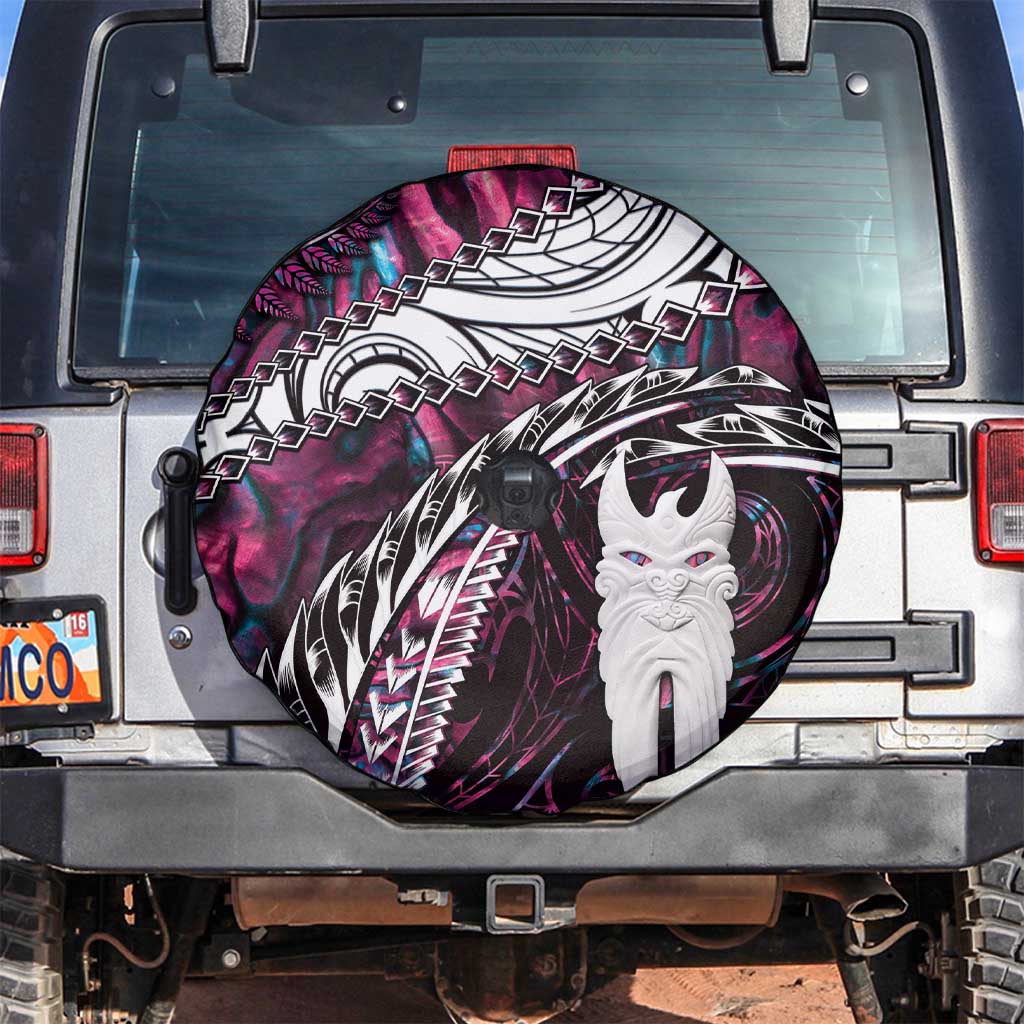 New Zealand Aotearoa Spare Tire Cover Maori Hei Rehua Paua Shell Glitter Pink LT05 Pink - Polynesian Pride