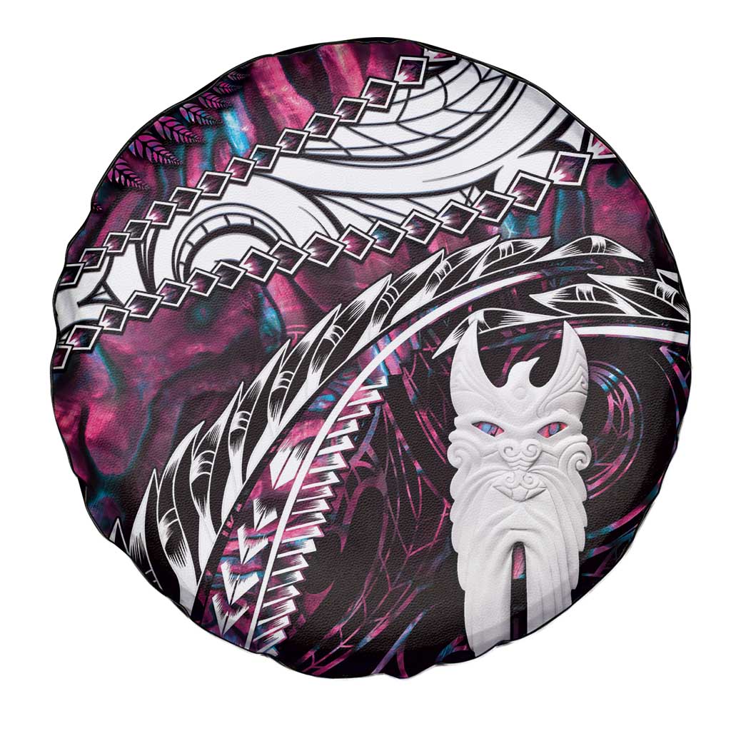New Zealand Aotearoa Spare Tire Cover Maori Hei Rehua Paua Shell Glitter Pink LT05 - Polynesian Pride
