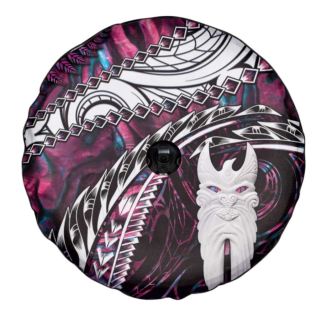 New Zealand Aotearoa Spare Tire Cover Maori Hei Rehua Paua Shell Glitter Pink LT05 - Polynesian Pride