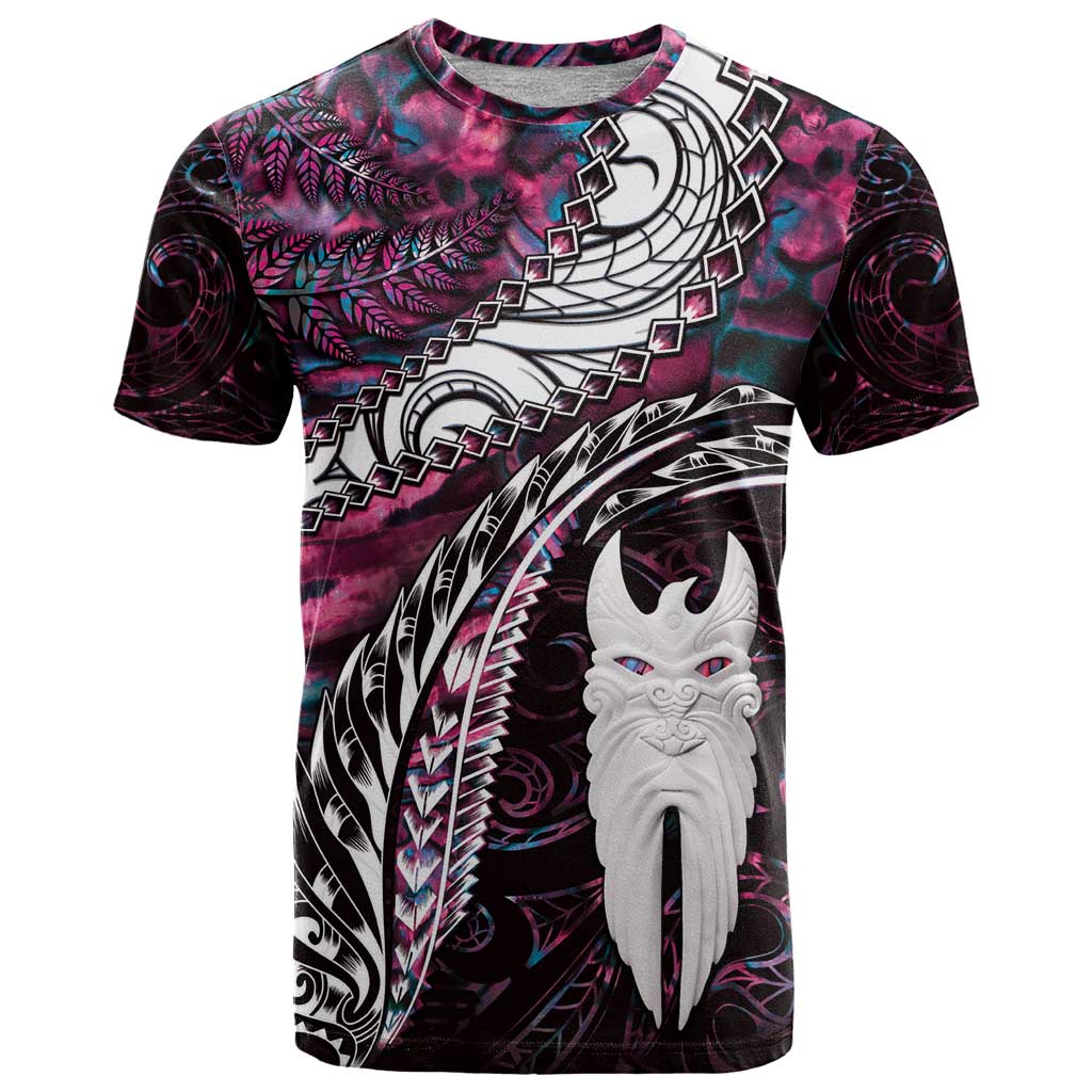 New Zealand Aotearoa T Shirt Maori Hei Rehua Paua Shell Glitter Pink LT05 Pink - Polynesian Pride