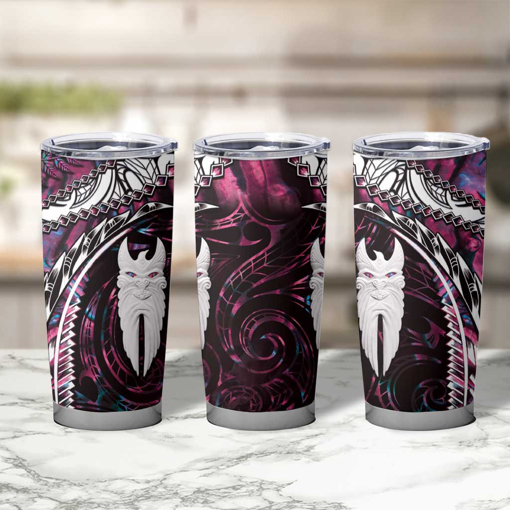 New Zealand Aotearoa Tumbler Cup Maori Hei Rehua Paua Shell Glitter Pink LT05 - Polynesian Pride