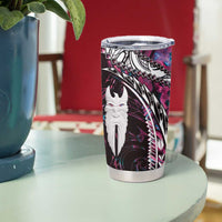New Zealand Aotearoa Tumbler Cup Maori Hei Rehua Paua Shell Glitter Pink LT05 - Polynesian Pride