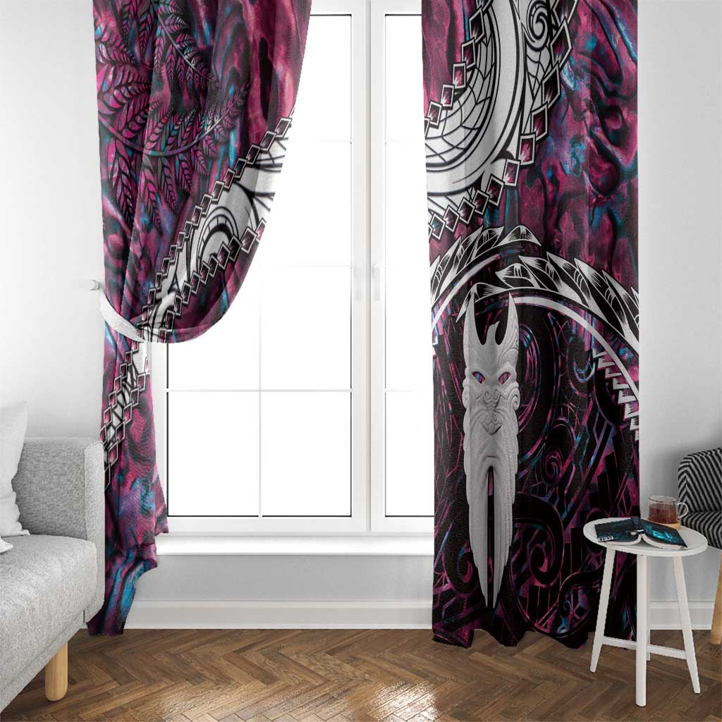 New Zealand Aotearoa Window Curtain Maori Hei Rehua Paua Shell Glitter Pink LT05 - Polynesian Pride