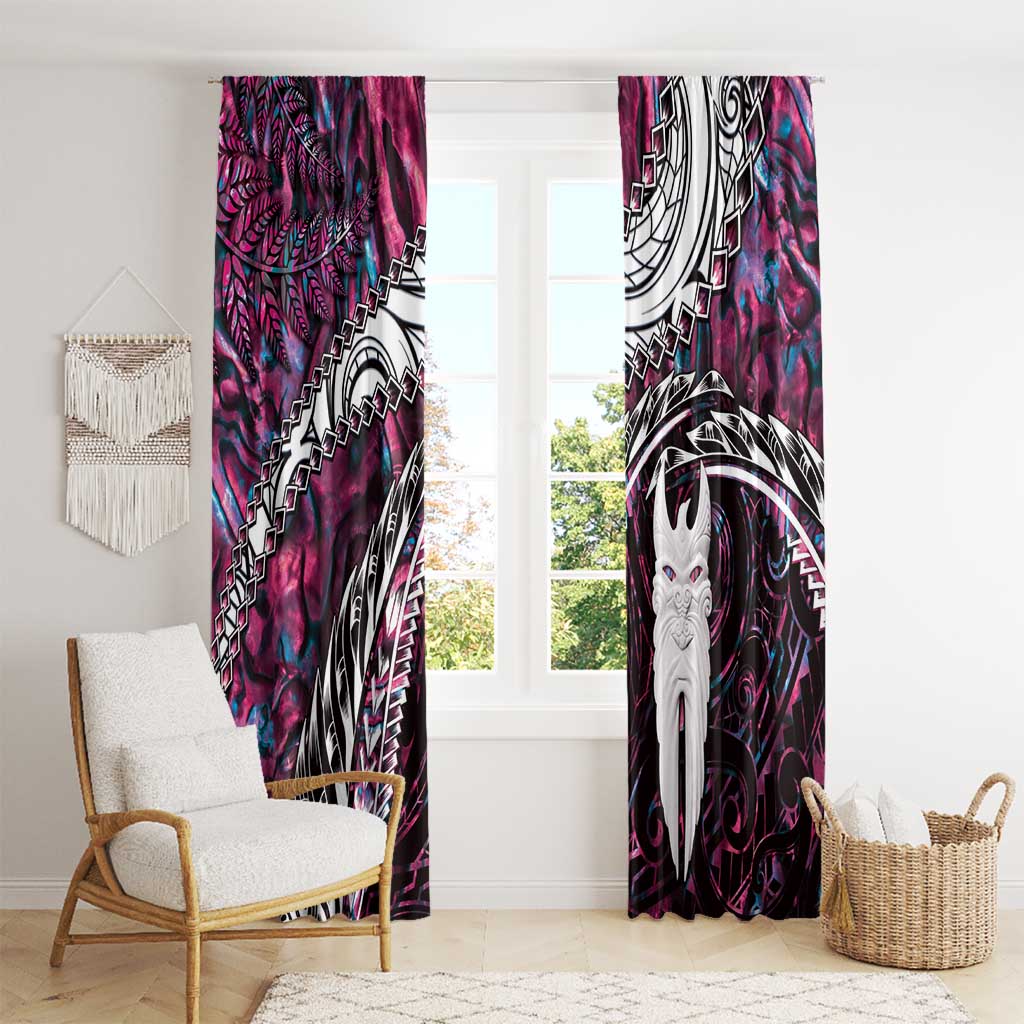 New Zealand Aotearoa Window Curtain Maori Hei Rehua Paua Shell Glitter Pink LT05 - Polynesian Pride