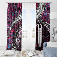 New Zealand Aotearoa Window Curtain Maori Hei Rehua Paua Shell Glitter Pink LT05 - Polynesian Pride