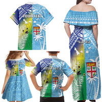 Personalised Happy Malampa Fiji Day Family Matching Off Shoulder Maxi Dress and Hawaiian Shirt Half Mix Style LT05 - Polynesian Pride