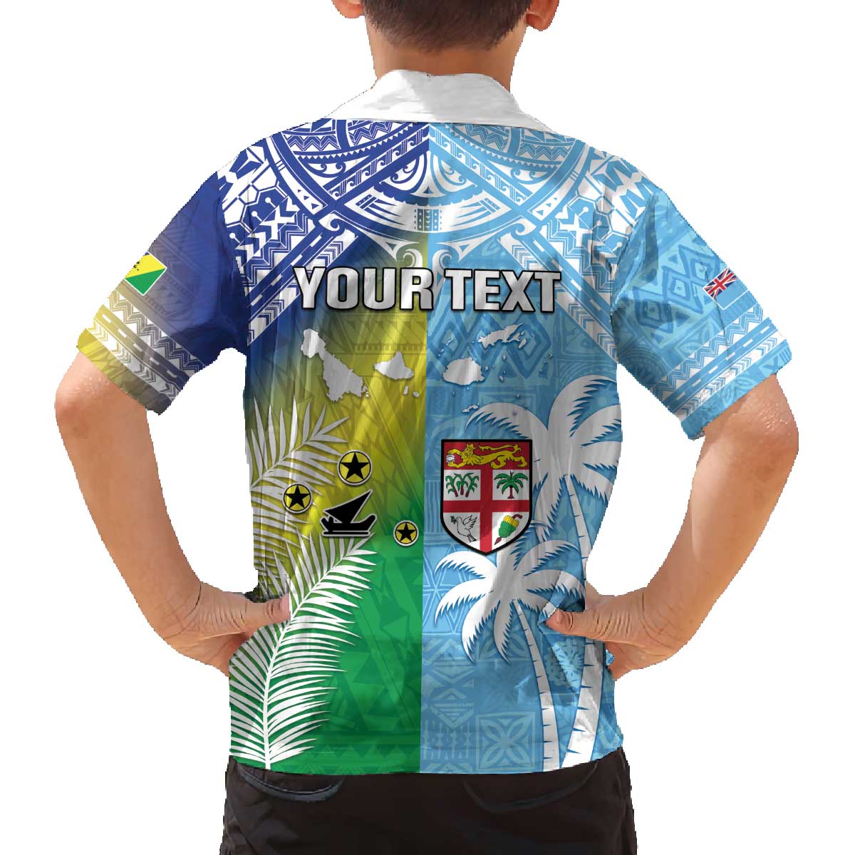 Personalised Happy Malampa Fiji Day Family Matching Off Shoulder Short Dress and Hawaiian Shirt Half Mix Style LT05 - Polynesian Pride