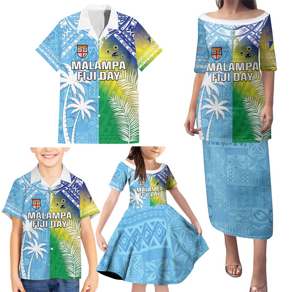 Personalised Happy Malampa Fiji Day Family Matching Puletasi and Hawaiian Shirt Half Mix Style LT05 - Polynesian Pride