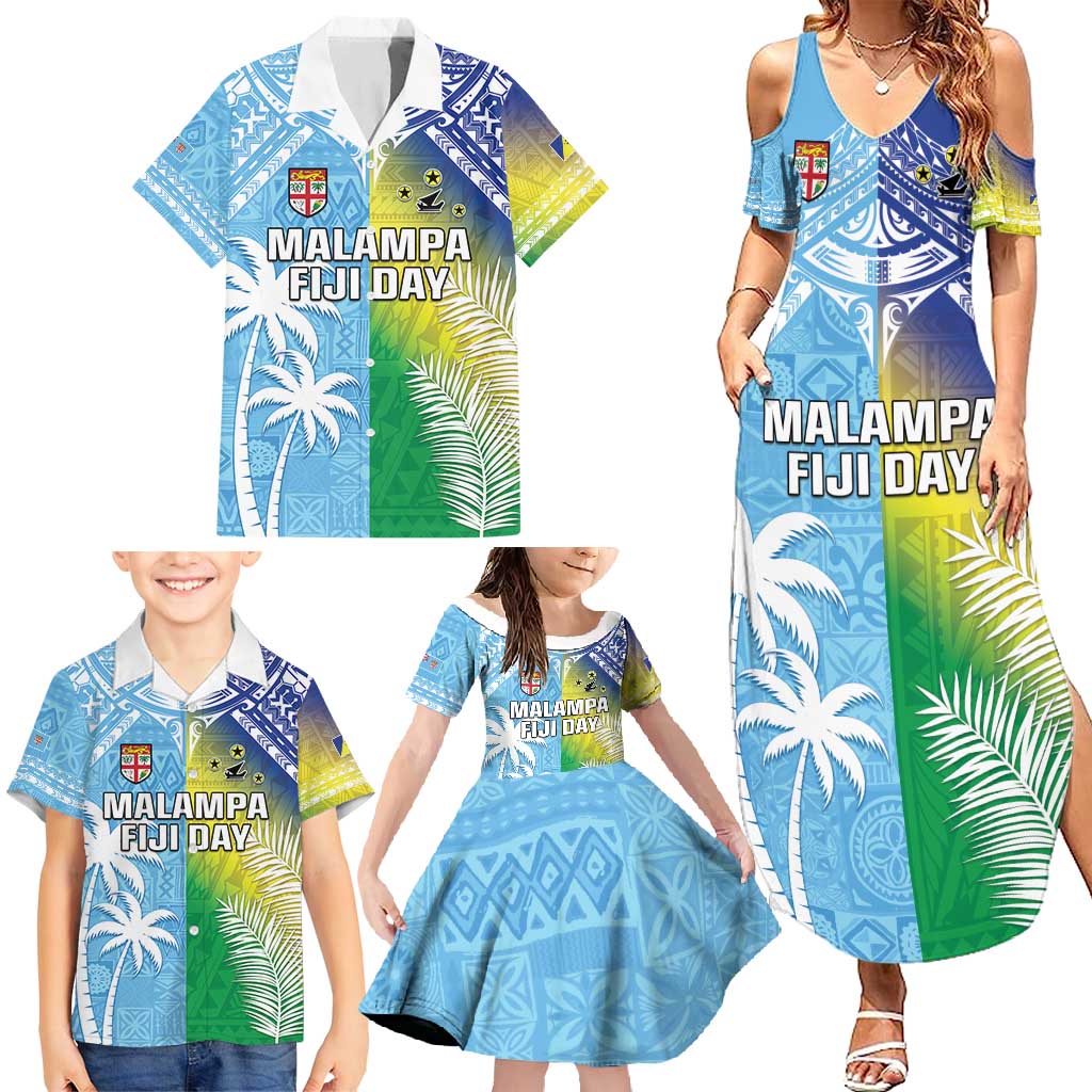 Personalised Happy Malampa Fiji Day Family Matching Summer Maxi Dress and Hawaiian Shirt Half Mix Style LT05 - Polynesian Pride