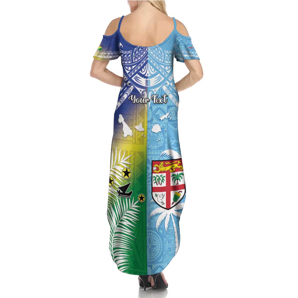 Personalised Happy Malampa Fiji Day Family Matching Summer Maxi Dress and Hawaiian Shirt Half Mix Style LT05 - Polynesian Pride