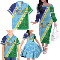 Love Malampa Fiji Day Family Matching Off The Shoulder Long Sleeve Dress and Hawaiian Shirt Together We Grow LT05 - Polynesian Pride
