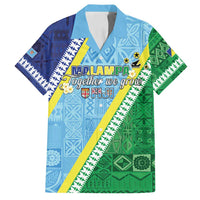 Love Malampa Fiji Day Family Matching Summer Maxi Dress and Hawaiian Shirt Together We Grow LT05 Dad's Shirt - Short Sleeve Blue - Polynesian Pride