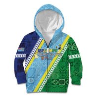 Love Malampa Fiji Day Kid Hoodie Together We Grow LT05 Zip Hoodie Blue - Polynesian Pride