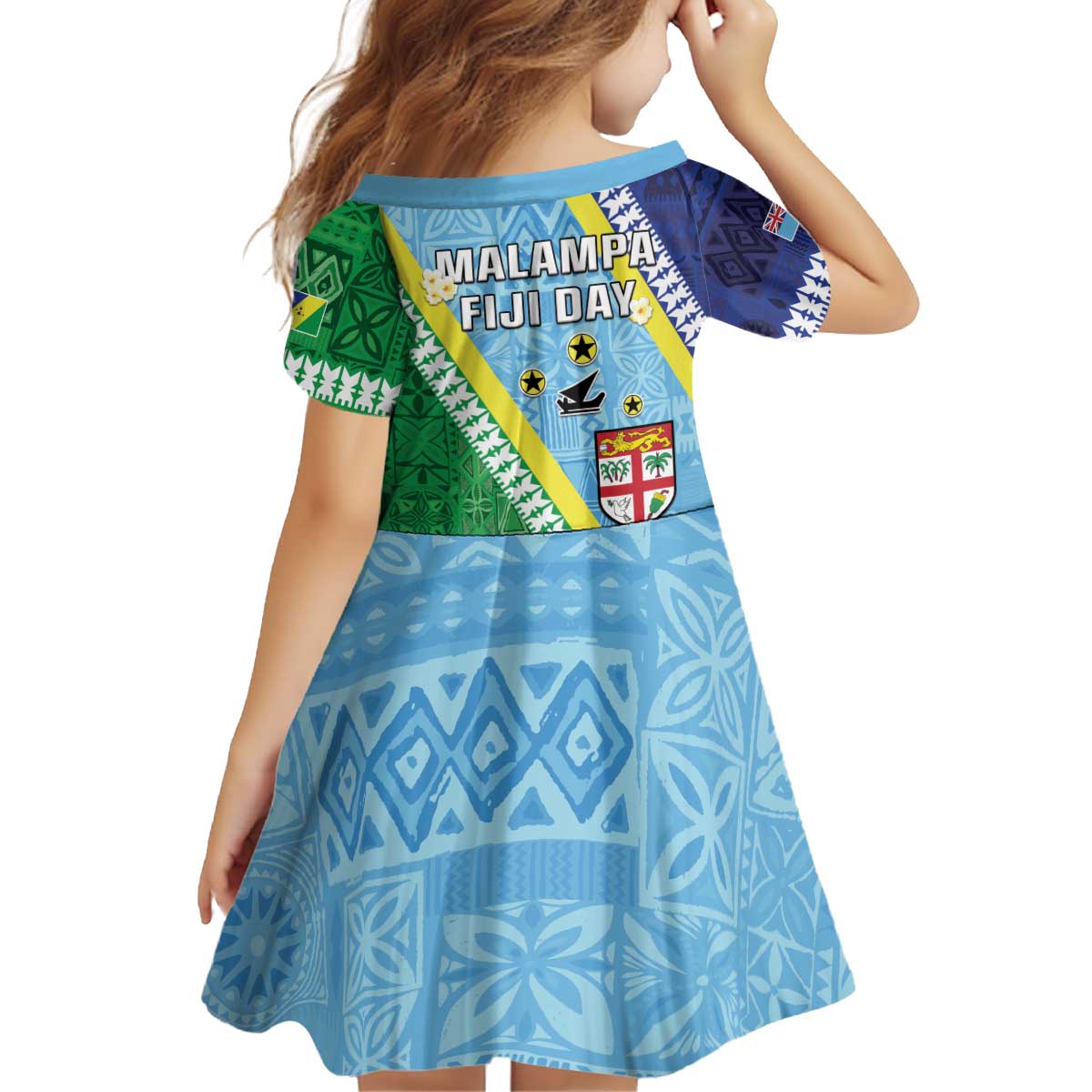 Love Malampa Fiji Day Kid Short Sleeve Dress Together We Grow LT05 - Polynesian Pride