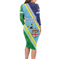 Love Malampa Fiji Day Long Sleeve Bodycon Dress Together We Grow LT05 - Polynesian Pride