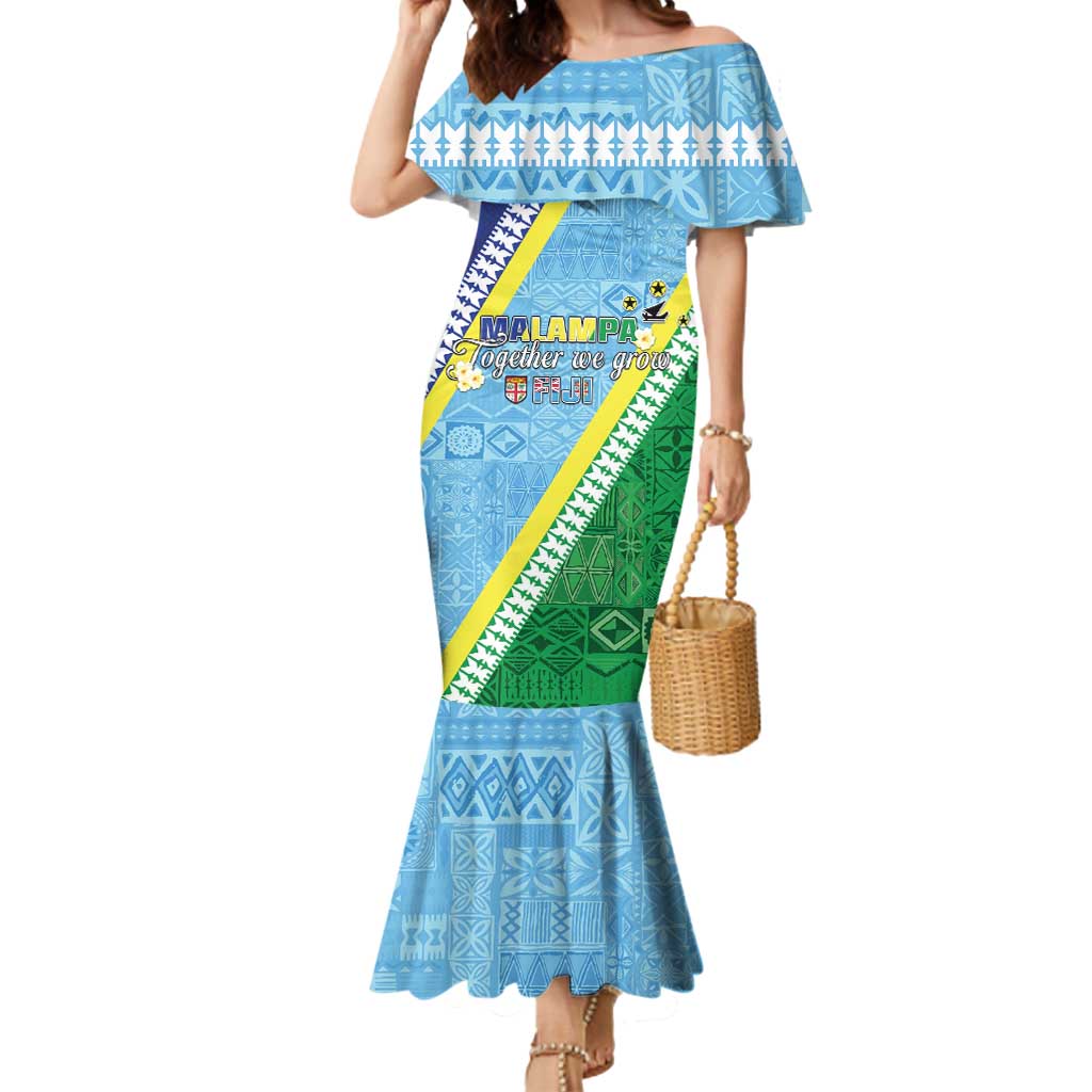 Love Malampa Fiji Day Mermaid Dress Together We Grow LT05 Women Blue - Polynesian Pride