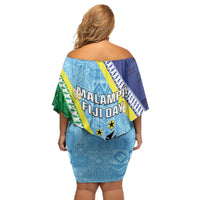 Love Malampa Fiji Day Off Shoulder Short Dress Together We Grow LT05 - Polynesian Pride
