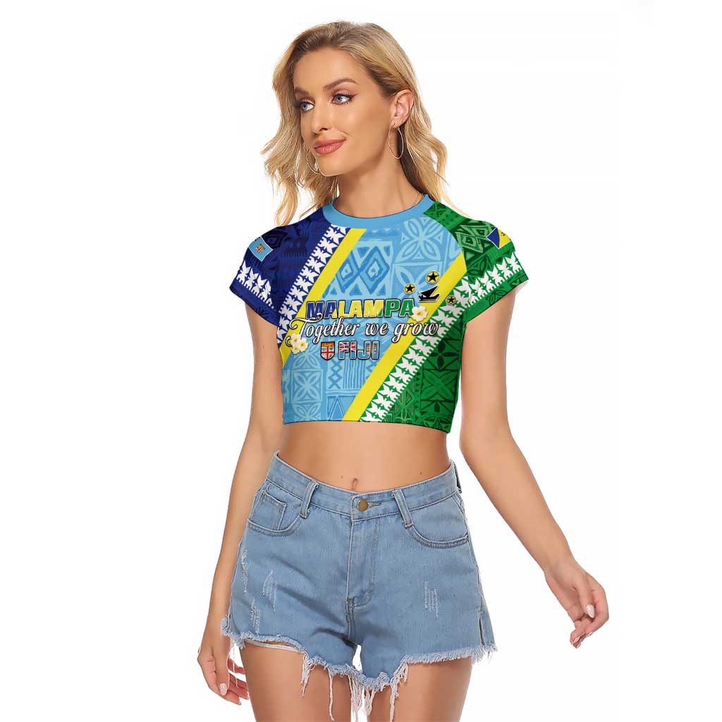 Love Malampa Fiji Day Raglan Cropped T Shirt Together We Grow LT05 Female Blue - Polynesian Pride