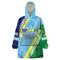 Love Malampa Fiji Day Wearable Blanket Hoodie Together We Grow LT05 One Size Blue - Polynesian Pride