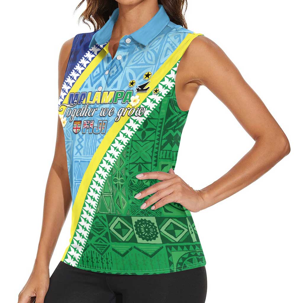 Love Malampa Fiji Day Women Sleeveless Polo Shirt Together We Grow LT05 - Polynesian Pride