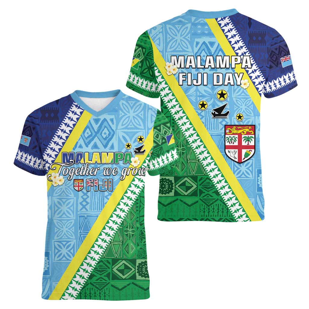 Love Malampa Fiji Day Women V-Neck T-Shirt Together We Grow LT05 - Polynesian Pride