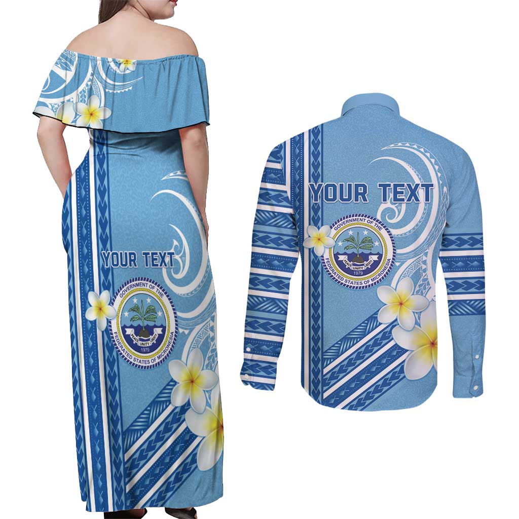 Personalised Federated States of Micronesia Couples Matching Off Shoulder Maxi Dress and Long Sleeve Button Shirt Happy 38th Independence Anniversary LT05 - Polynesian Pride