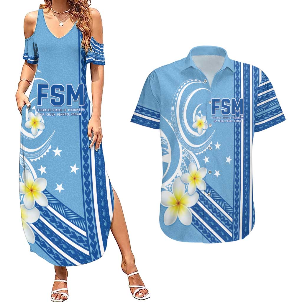 Personalised Federated States of Micronesia Couples Matching Summer Maxi Dress and Hawaiian Shirt Happy 38th Independence Anniversary LT05 Blue - Polynesian Pride