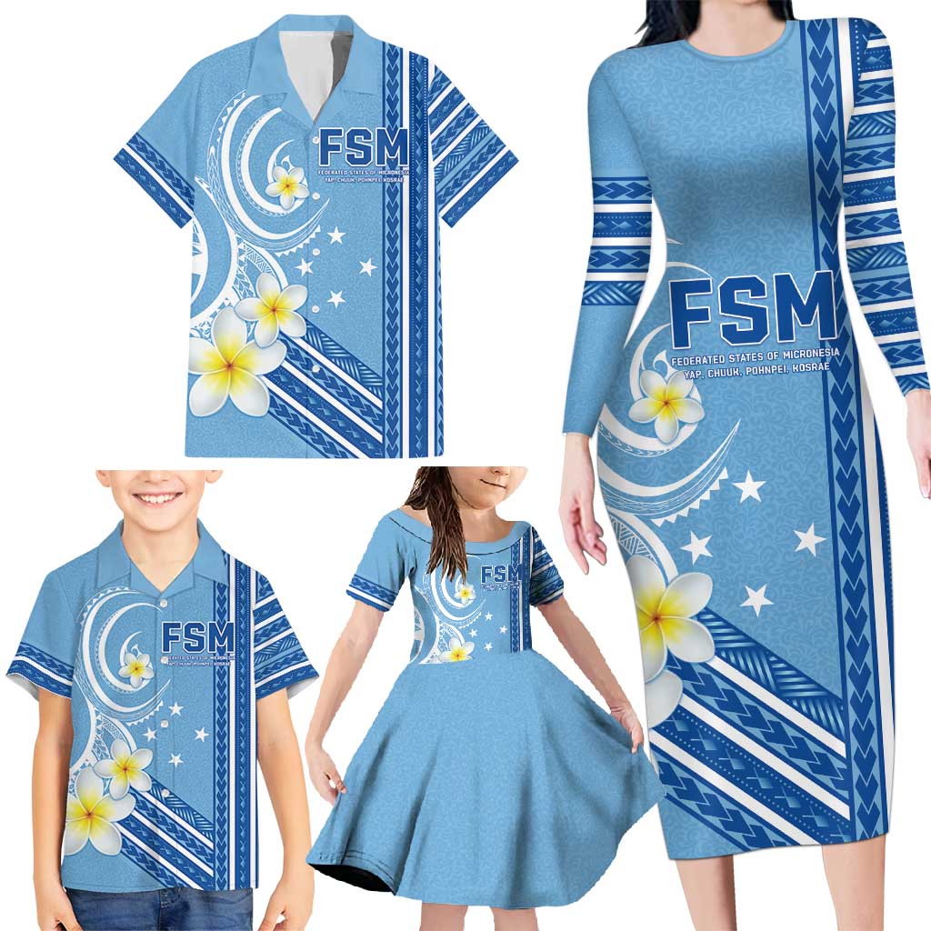 Personalised Federated States of Micronesia Family Matching Long Sleeve Bodycon Dress and Hawaiian Shirt Happy 38th Independence Anniversary LT05 - Polynesian Pride