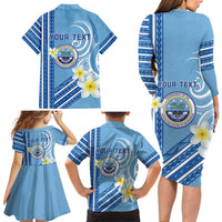 Personalised Federated States of Micronesia Family Matching Long Sleeve Bodycon Dress and Hawaiian Shirt Happy 38th Independence Anniversary LT05 - Polynesian Pride