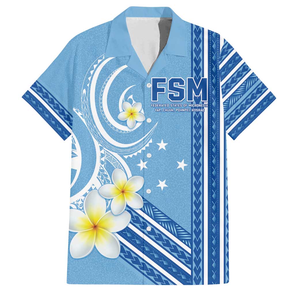 Personalised Federated States of Micronesia Family Matching Long Sleeve Bodycon Dress and Hawaiian Shirt Happy 38th Independence Anniversary LT05 Dad's Shirt - Short Sleeve Blue - Polynesian Pride