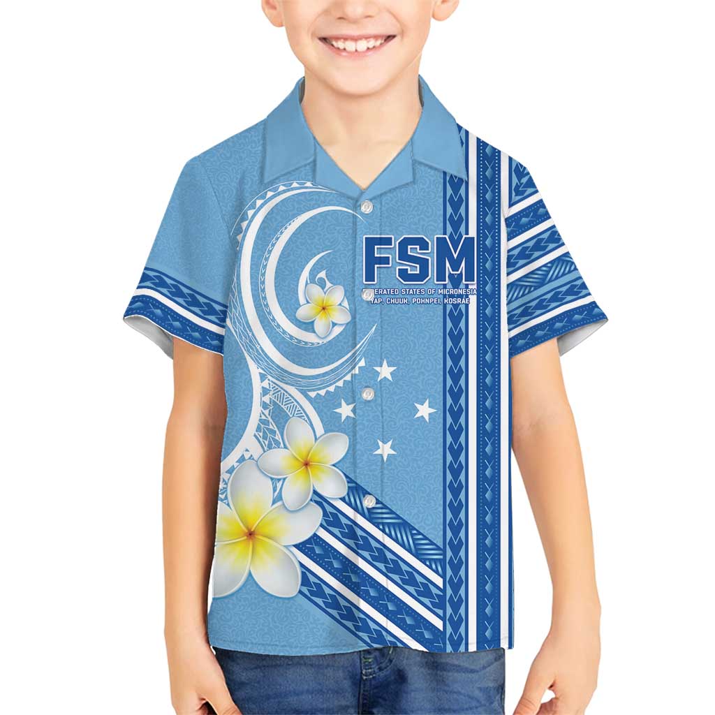 Personalised Federated States of Micronesia Family Matching Long Sleeve Bodycon Dress and Hawaiian Shirt Happy 38th Independence Anniversary LT05 Son's Shirt Blue - Polynesian Pride