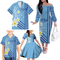 Personalised Federated States of Micronesia Family Matching Off The Shoulder Long Sleeve Dress and Hawaiian Shirt Happy 38th Independence Anniversary LT05 - Polynesian Pride