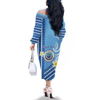 Personalised Federated States of Micronesia Family Matching Off The Shoulder Long Sleeve Dress and Hawaiian Shirt Happy 38th Independence Anniversary LT05 - Polynesian Pride