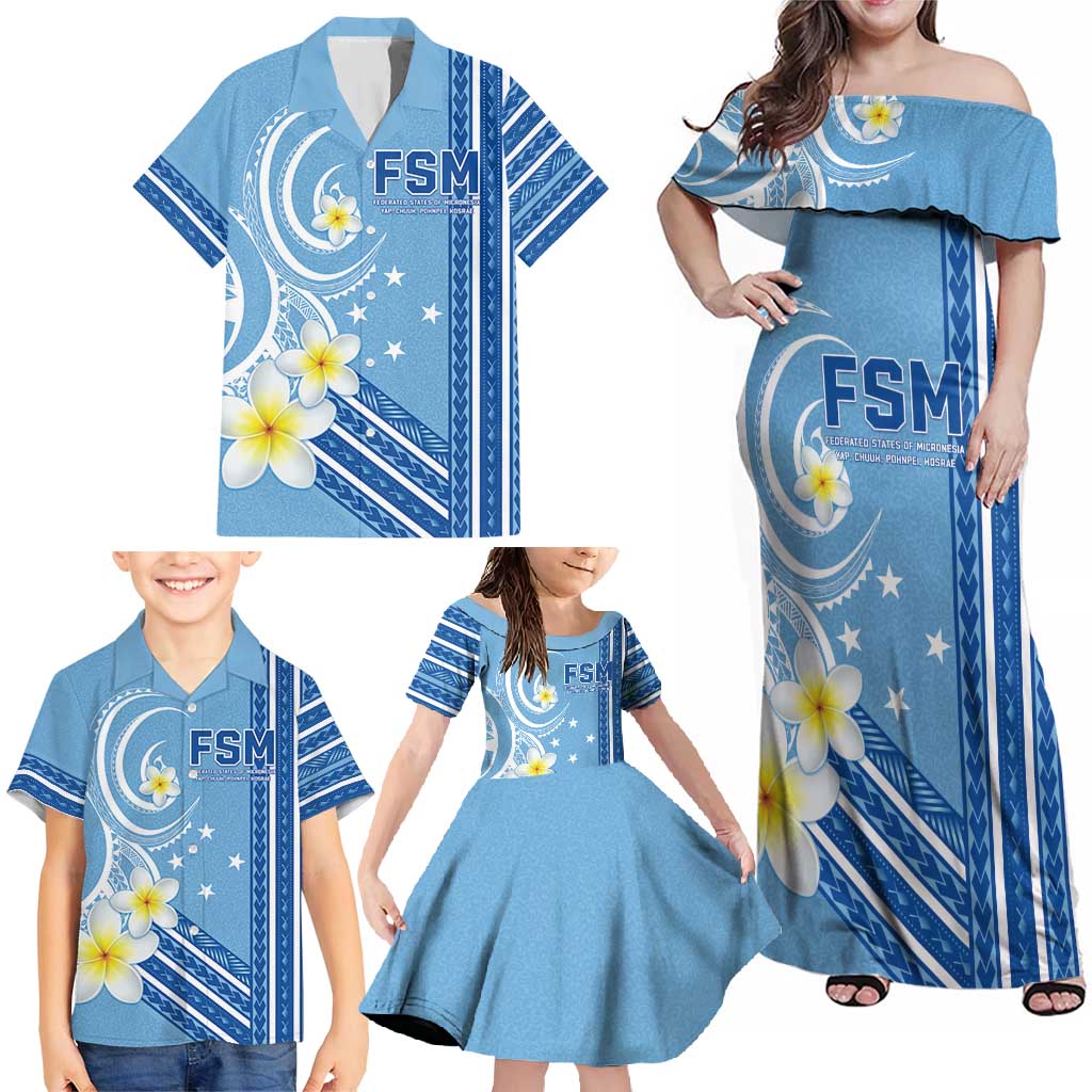 Personalised Federated States of Micronesia Family Matching Off Shoulder Maxi Dress and Hawaiian Shirt Happy 38th Independence Anniversary LT05 - Polynesian Pride